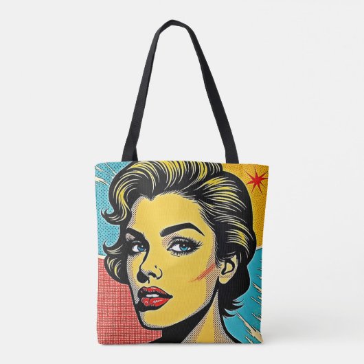 Bold Pop Art Woman Defined Tote Bag (Achterkant)