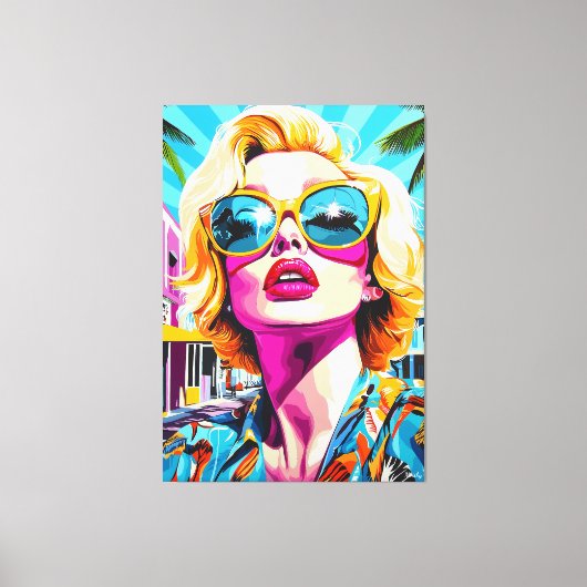 Bold Pop Kunstportret van Glamoureuze Vrouw Canvas Afdruk (Voorkant)
