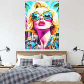 Bold Pop Kunstportret van Glamoureuze Vrouw Canvas Afdruk (Insitu (Slaapkamer))