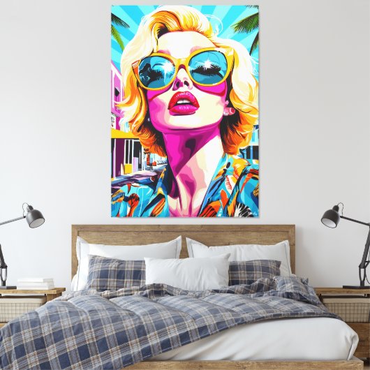 Bold Pop Kunstportret van Glamoureuze Vrouw Canvas Afdruk (Insitu (Slaapkamer))