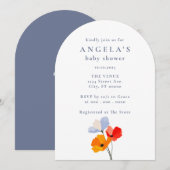 Bold Poppy Floral Baby shower Kaart (Voorkant / Achterkant)