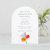 Bold Poppy Floral Baby shower Kaart (Staand voorkant)
