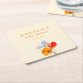Bold Poppy Floral Baby shower Kartonnen Onderzetters (Schuin)
