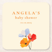 Bold Poppy Floral Baby shower Kartonnen Onderzetters (Voorkant)
