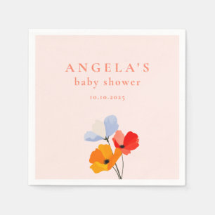Bold Poppy Floral Baby shower Servet