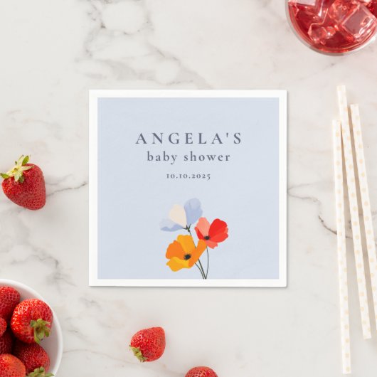 Bold Poppy Floral Baby shower Servet (Insitu)