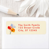 Bold Poppy Floral Retour Adres Label (Insitu)