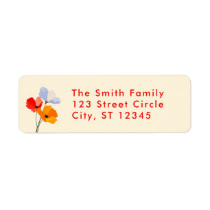 Bold Poppy Floral Retour Adres Label