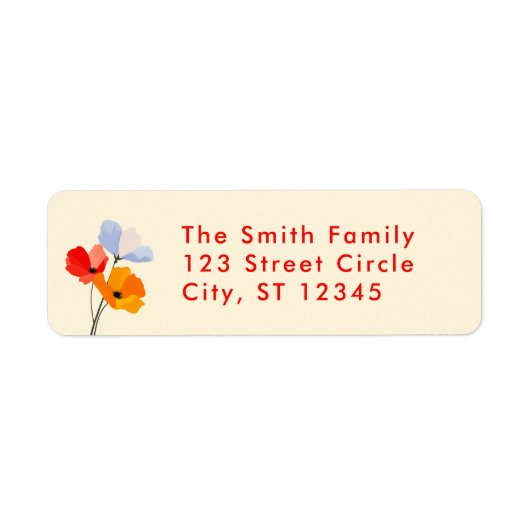 Bold Poppy Floral Retour Adres Label (Voorkant)