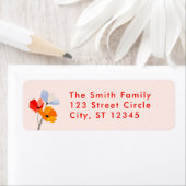 Bold Poppy Floral Retour Adres Label (Insitu)