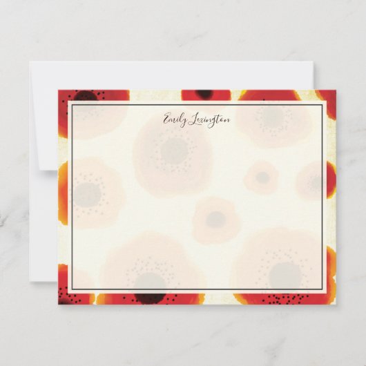 Bold Poppy Flowers Gepersonaliseerd briefpapier Notitiekaartje (Voorkant)