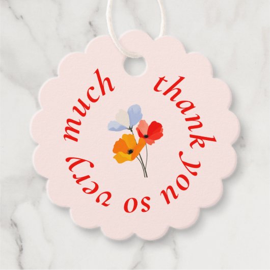 Bold Poppy Kleurrijk Dank u Bedankjes Labels (Voorkant)