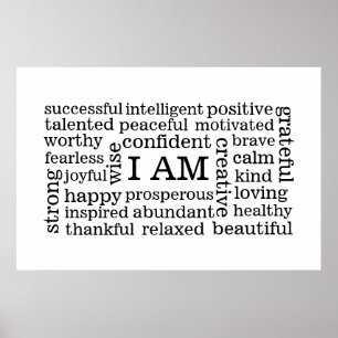 Bold Positive Thinking I AM Affirmatie Poster