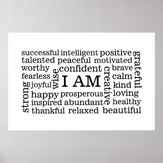 Bold Positive Thinking I AM Affirmatie Poster (Voorkant)