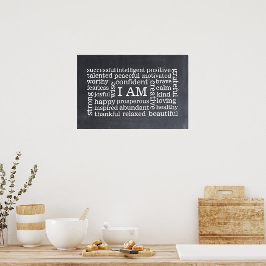 Bold Positive Thinking I AM Affirmatie Poster (Keuken)