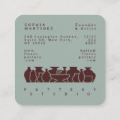 Bold Pottery Vase Silhouette Design Business Card Vierkante Visitekaartje (Achterkant)