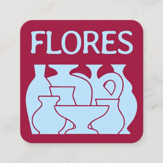 Bold Pottery Vase Silhouette Design Business Card Vierkante Visitekaartje (Voorkant)