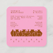Bold Pottery Vase Silhouette Design Business Card Vierkante Visitekaartje (Achterkant)