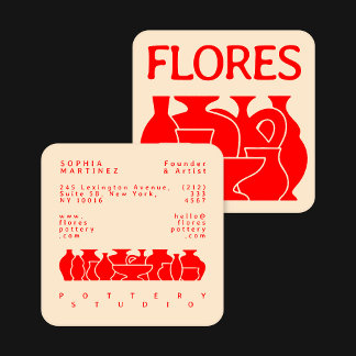 Bold Pottery Vase Silhouette Design Business Card Vierkante Visitekaartje