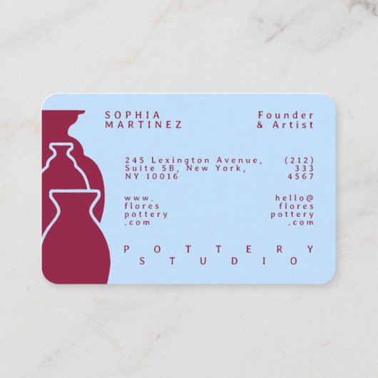 Bold Pottery Vase Silhouette Design Visitekaartje (Achterkant)