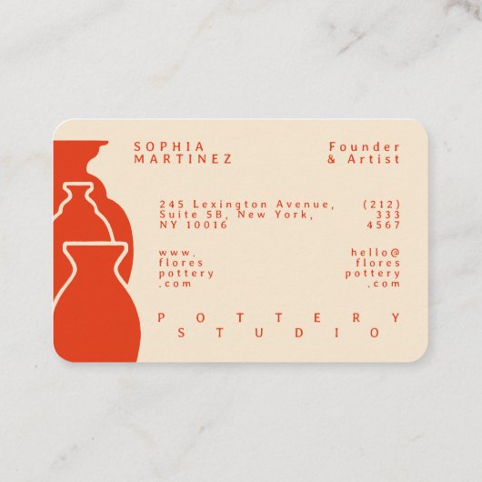 Bold Pottery Vase Silhouette Design Visitekaartje (Achterkant)