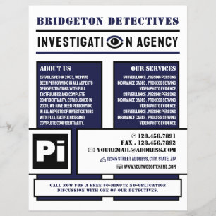 Bold Private Eye, privédetective Investigator Flyer