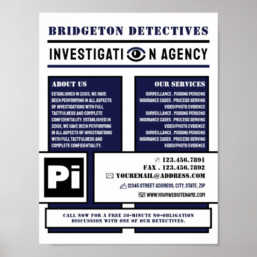 Bold Private Eye, privédetective Investigator Poster (Voorkant)