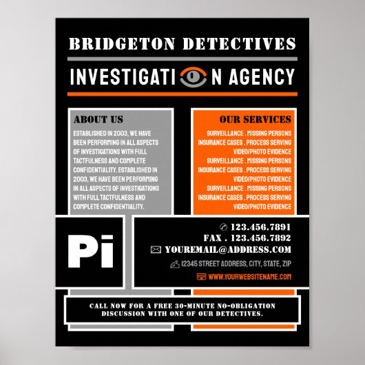 Bold Private Eye, privédetective Investigator Poster (Voorkant)