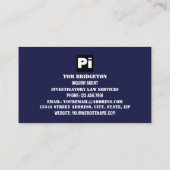 Bold Private Eye, privédetective Investigator Visitekaartje (Achterkant)