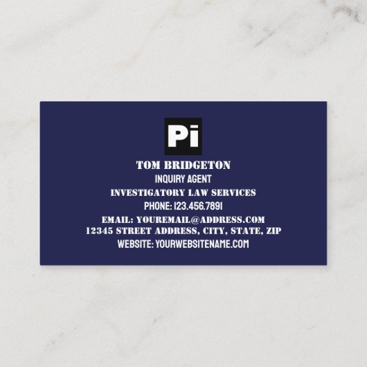 Bold Private Eye, privédetective Investigator Visitekaartje (Achterkant)