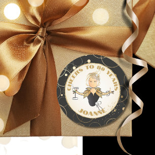 Bold Proost op 80 voor haar gouden zwart 80ste ver Ronde Sticker