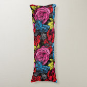 Bold Punk Blooms Floral Body Pillow Lichaamskussen (Voorkant Verticaal)