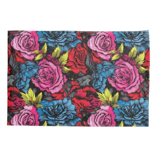 Bold Punk Blooms Floral  Kussensloop (Achterkant)