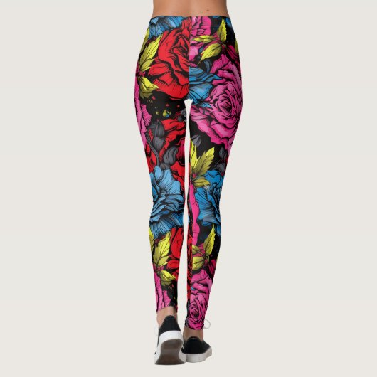 Bold Punk Blooms Floral  Leggings (Achterkant)