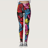 Bold Punk Blooms Floral  Leggings (Voorkant)