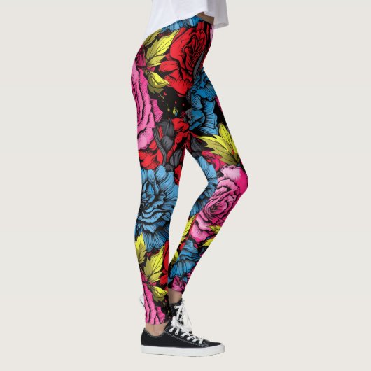 Bold Punk Blooms Floral  Leggings (Rechts)