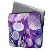 Bold Purple and Violet Wild Flower Art Laptop Sleeve (Voorkant Links)