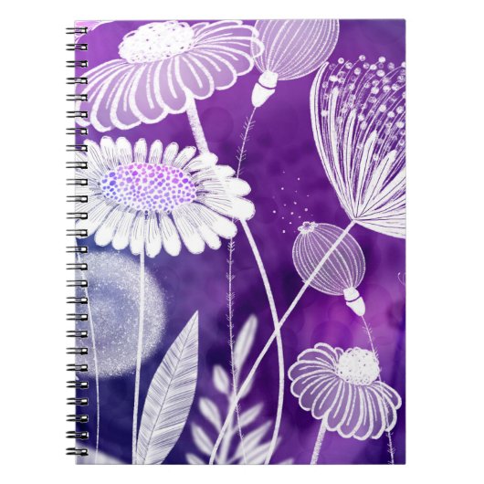 Bold Purple and Violet Wild Flower Art Notitieboek (Voorkant)