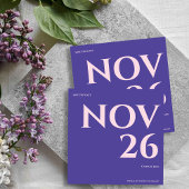 Bold Purple Blush Minimalist Wedding Save the Date Aankondiging