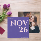 Bold Purple & Blush Photo Wedding Save the Date Aankondiging