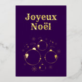 Bold Purple Modern Joyeux Noel Gold  Folie Feestdagenkaart (Voorkant)