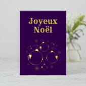 Bold Purple Modern Joyeux Noel Gold  Folie Feestdagenkaart (Staand Voorkant)