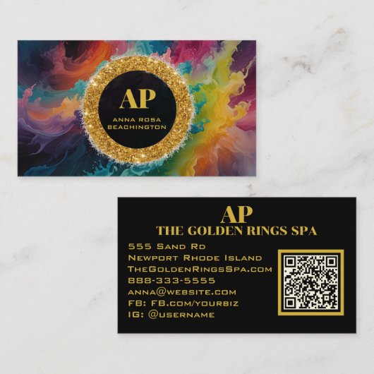 *~ BOLD QR AP93 Levendig Abstract Visitekaartje (Voorkant / Achterkant)