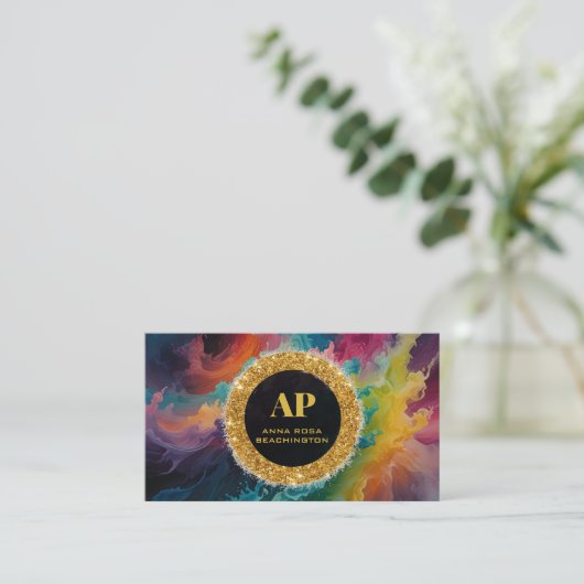 *~ BOLD QR AP93 Levendig Abstract Visitekaartje (Staand voorkant)