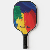 Bold Rainbow Brush Strokes Pickleball Paddle (Voorkant)