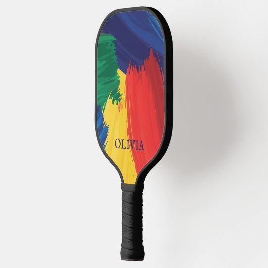 Bold Rainbow Brush Strokes Pickleball Paddle (Links)