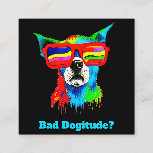 Bold Rainbow Dog Custom Dog Trainer Vierkante Visitekaartje (Voorkant)