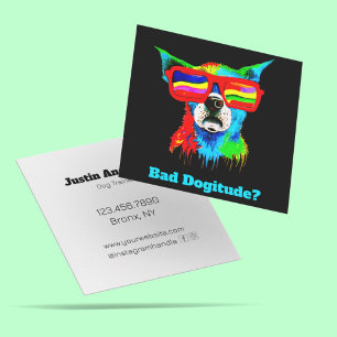 Bold Rainbow Dog Custom Dog Trainer Vierkante Visitekaartje