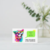 Bold Rainbow Dog Walker Pet Sitter Visitekaartje (Staand voorkant)