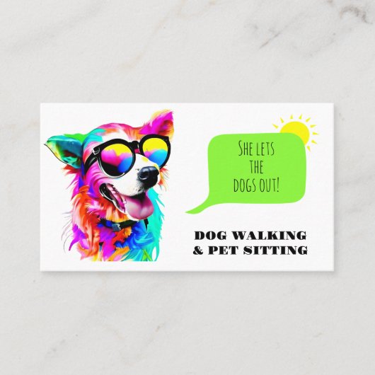 Bold Rainbow Dog Walker Pet Sitter Visitekaartje (Voorkant)